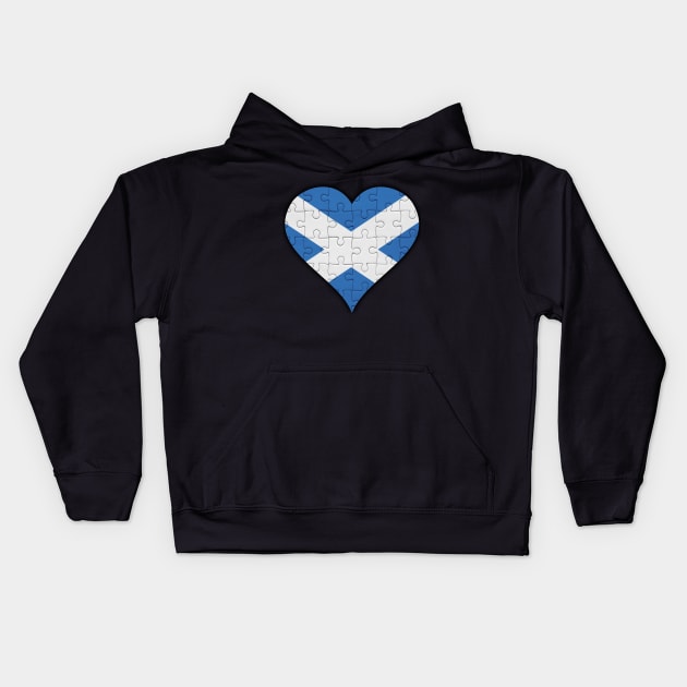 Scottish Jigsaw Puzzle Heart Design - Gift for Scottish With Scotland Roots Kids Hoodie by Country Flags
